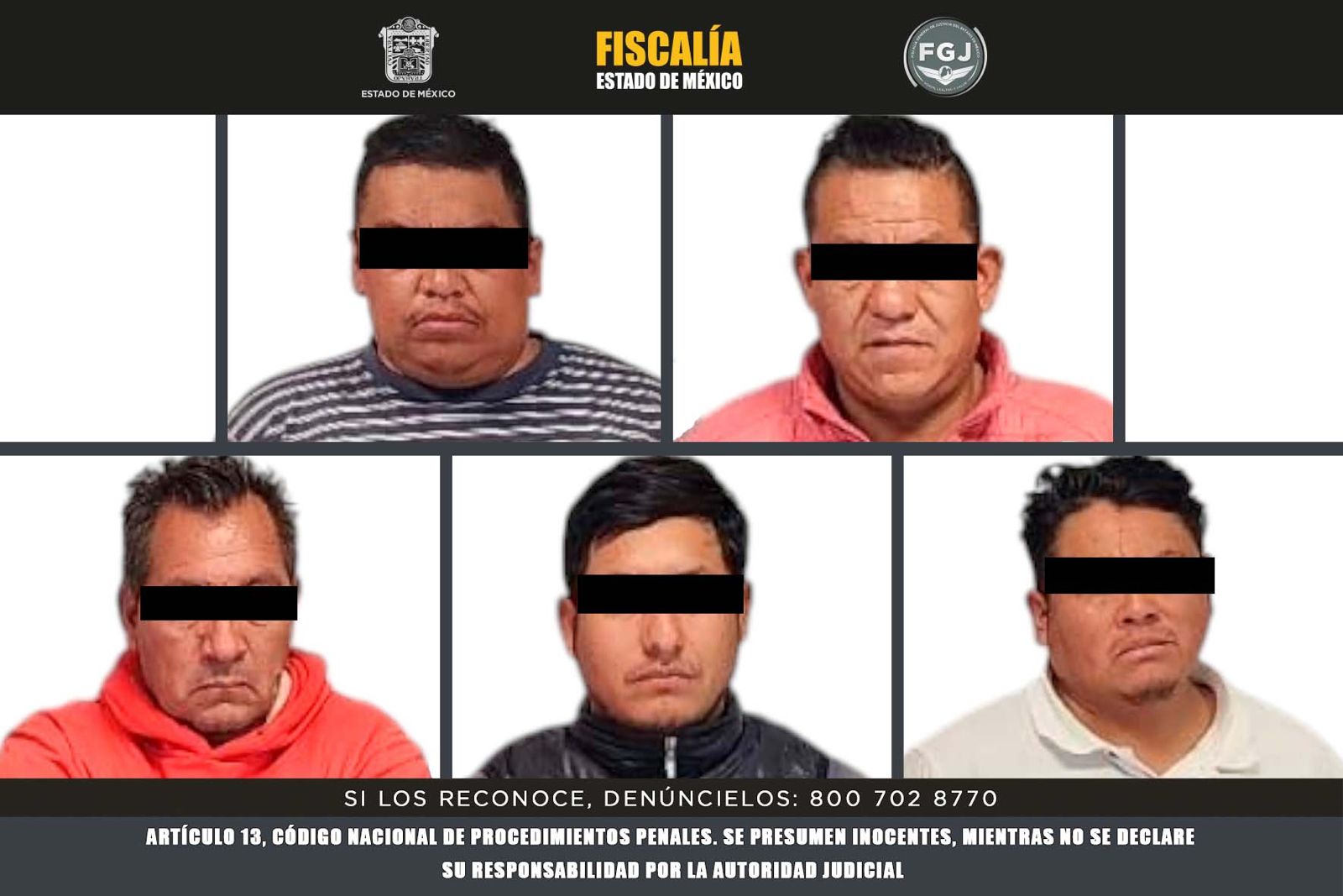 SEIS INDIVIDUOS INVESTIGADOS POR EL DELITO DE EXTORSIÓN, VINCULADOS A PROCESO