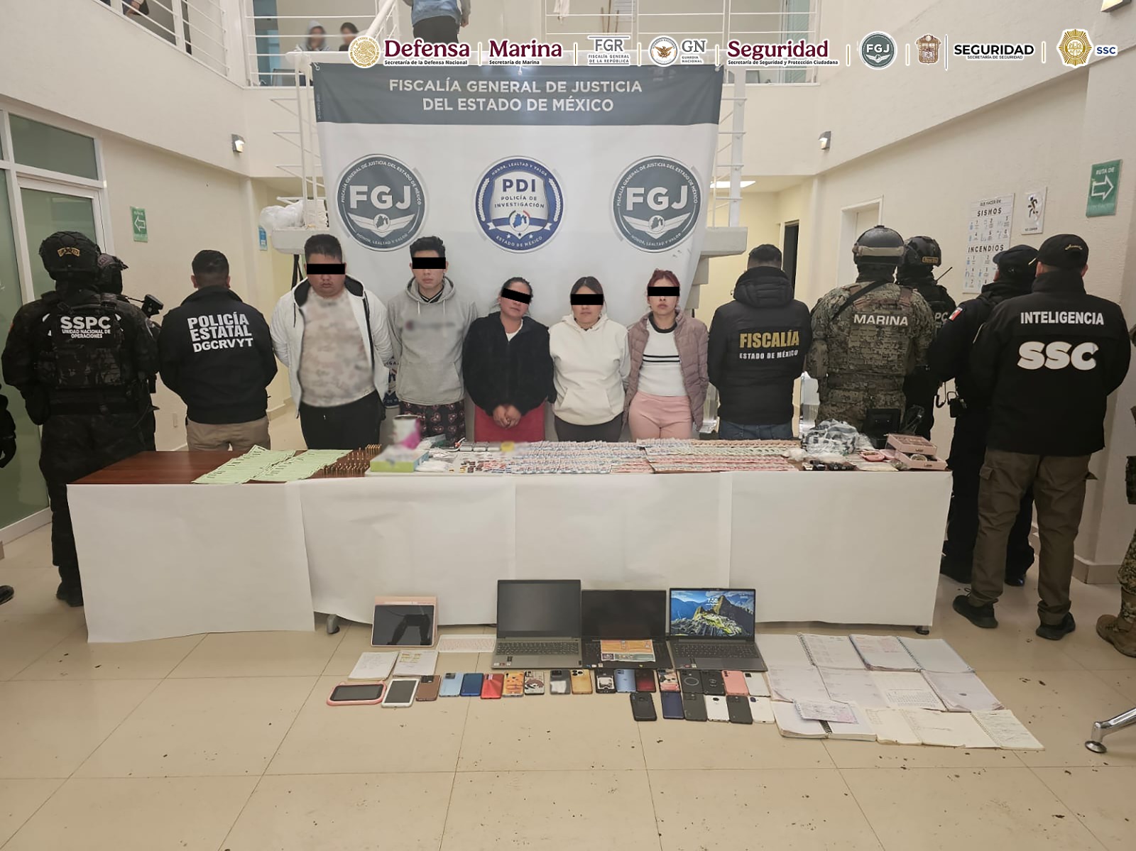 Caen en Acolman 5 integrantes de célula criminal ligada a extorsión y homicidios