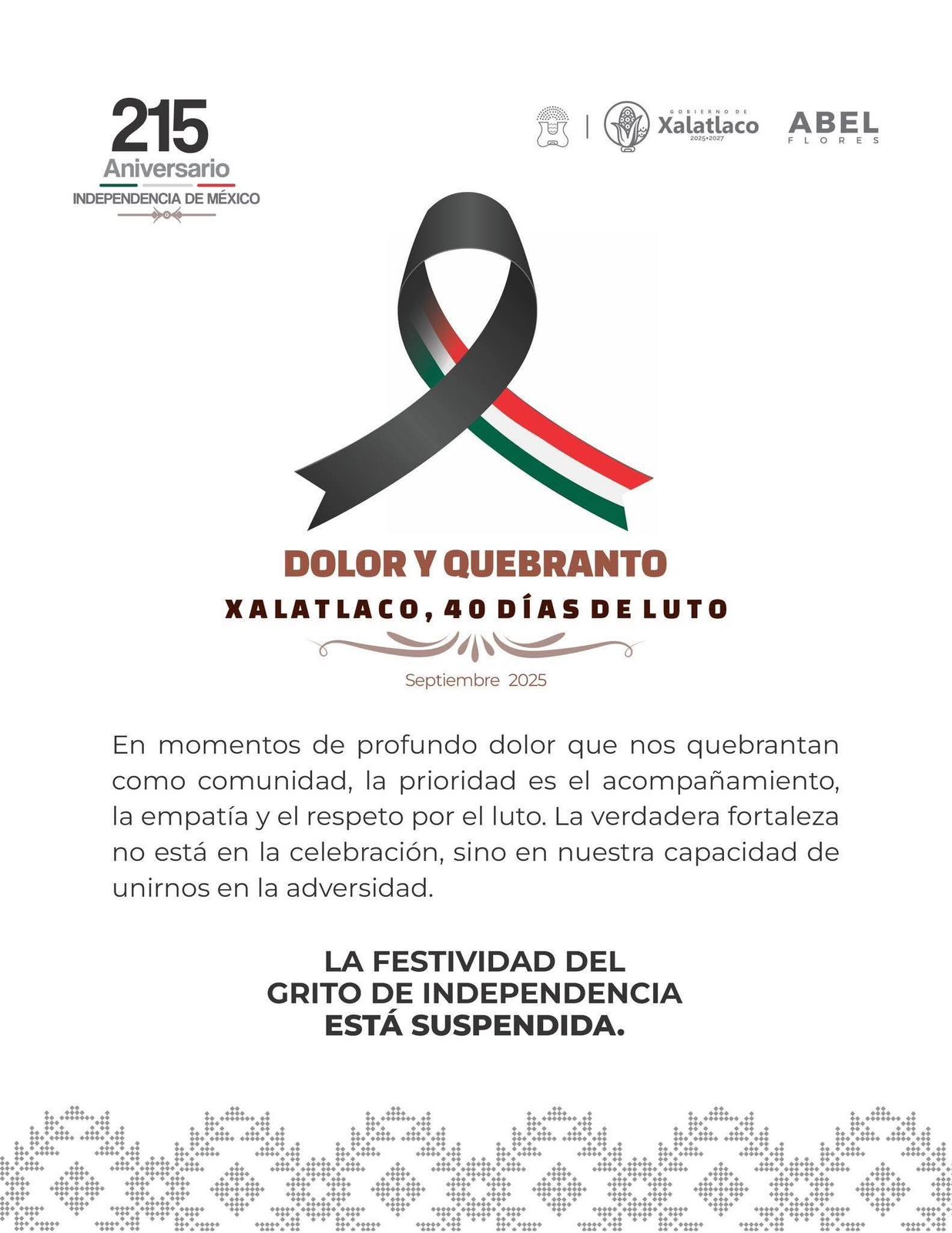 Suspenden la  celebración  del Grito en  Xalatlaco; se  guarda luto  por homicidio  múltiple