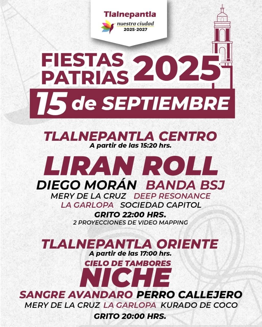 Tlalnepantla listo para el doble festejo del Grito de Independencia