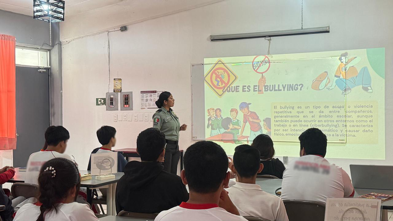 GUARDIA NACIONAL IMPARTE PLÁTICAS DE PREVENCIÓN DE LAS ADICCIONES Y ACOSO ESCOLAR EN TABASCO