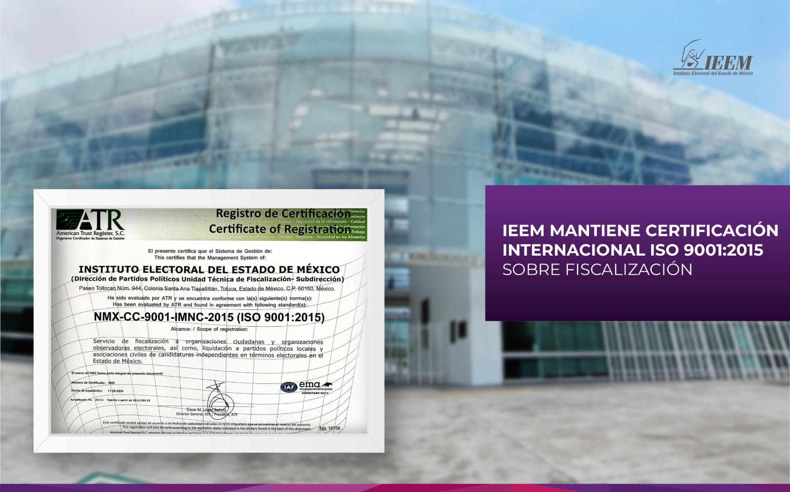 refrenda-ieem-certificacion-internacional-en-servicio-de-fiscalizacion-a-organizaciones-civiles-en-materia-electoral