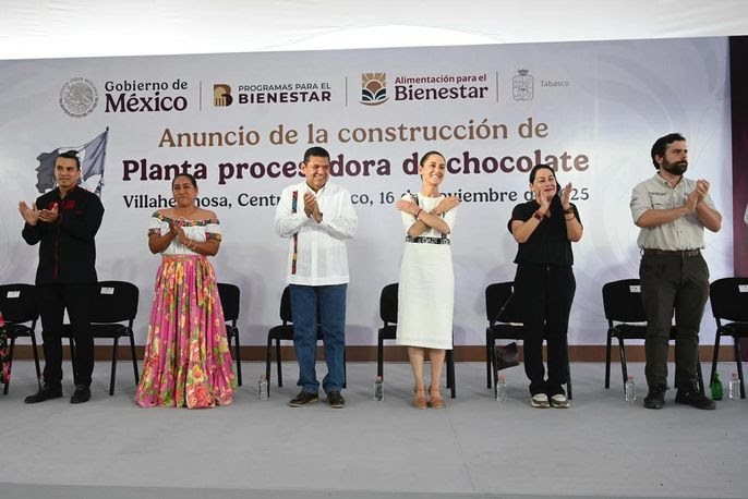 Presidenta Claudia Sheinbaum anuncia la primera Planta Procesadora de Chocolate Bienestar en Villahermosa, Tabasco