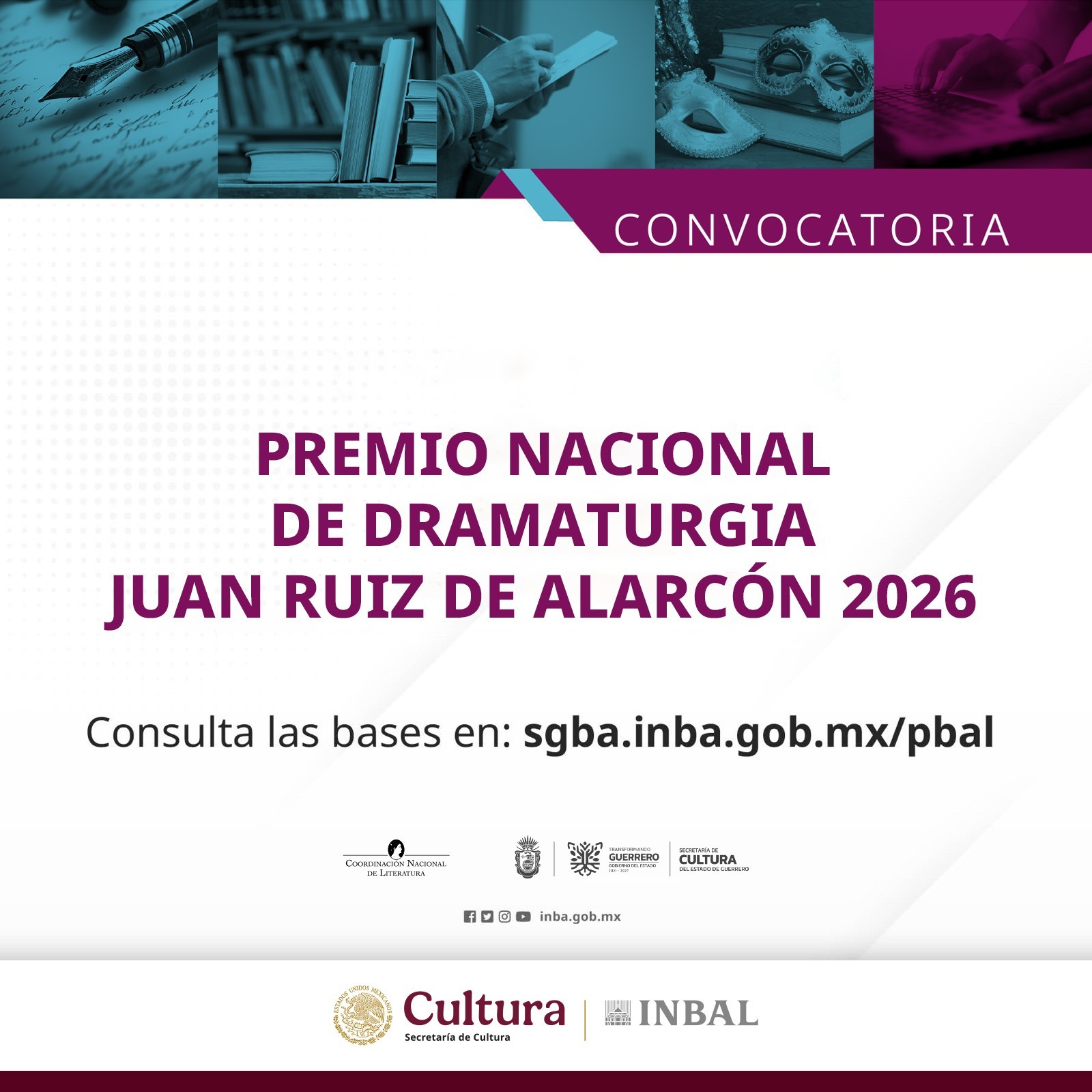 Convocatoria abierta para competir por el Premio Nacional de Dramaturgia ‘Juan Ruiz de Alarcón’