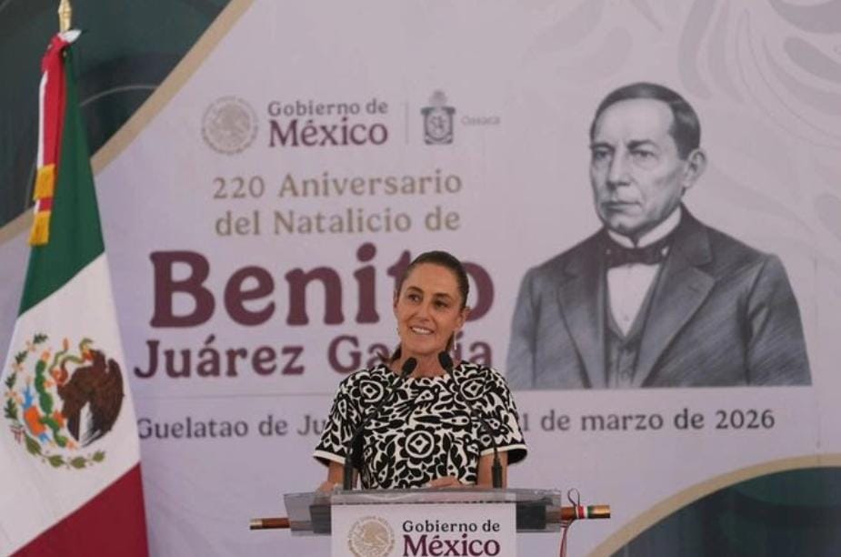 sheinbaum-reivindica-legado-de-juarez-y-reconoce-a-margarita-maza-como-primera-embajadora-historica-de-mexico