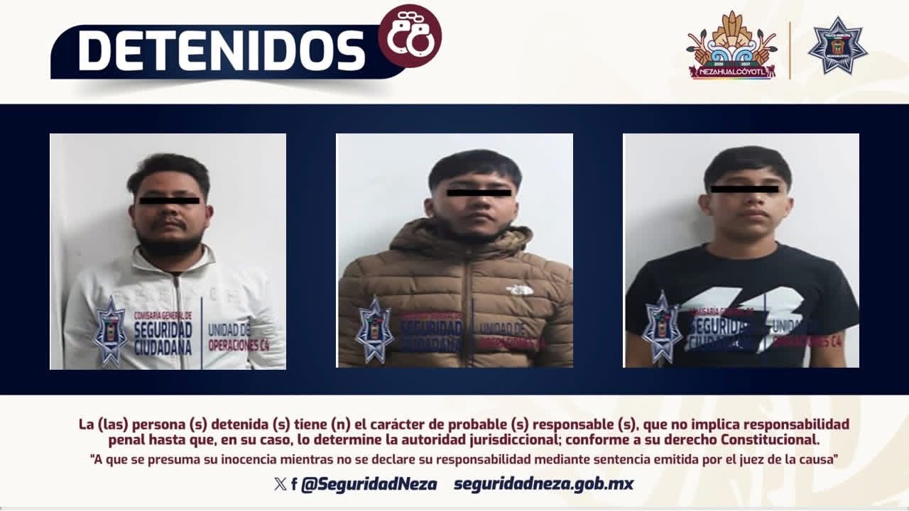 Detienen a  3 sujetos   en Neza en  posesión  de un rifle