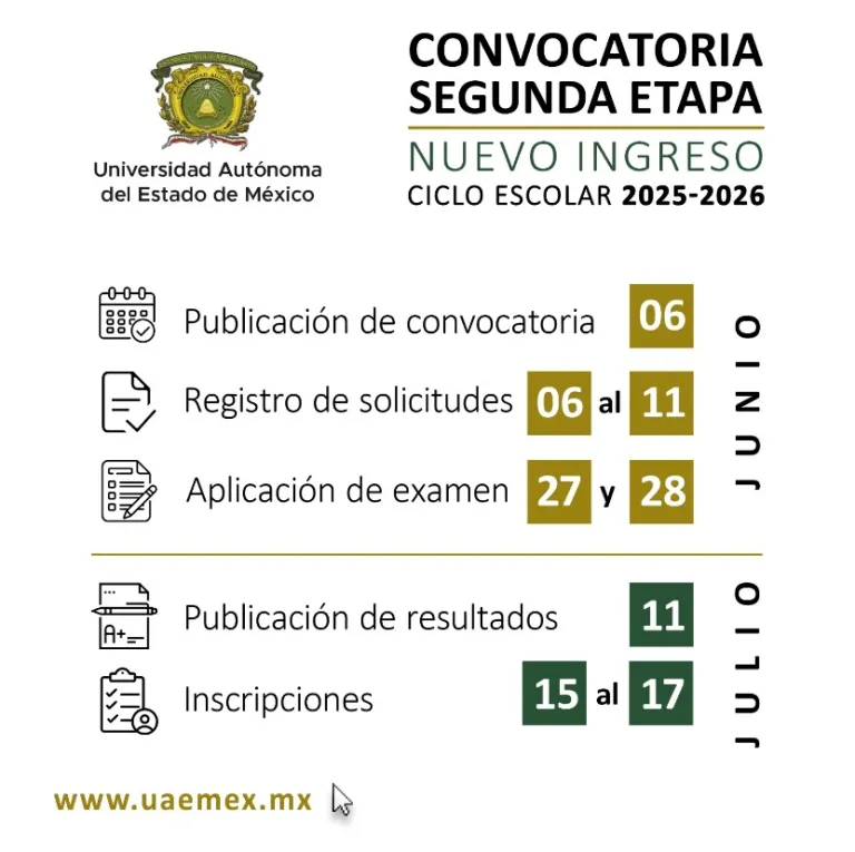 Emite UAEMex convocatoria de segunda vuelta para nuevo ingreso