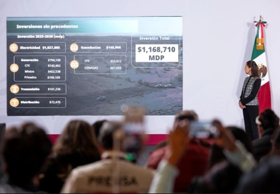 Sheinbaum anuncia inversión histórica de 1.2 billones de pesos en electricidad y gasoductos